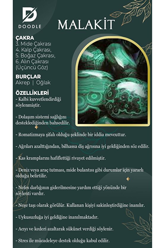 Sevgililere Ve Arkadaşlara Malakit Doğaltaş Kolye Seti