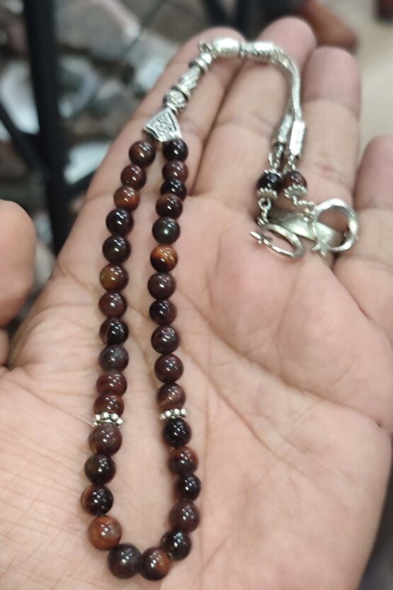 Kızıl Kaplangözü Taşı 8 mm Natural Doğaltaş Tesbih