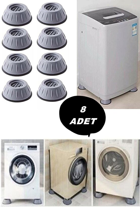 8 Adet Beyaz Eşya Altlığı Ayağı Çamaşır Bulaşık Makinası Buzdolabı Yükseltici Titreşim Önleyici