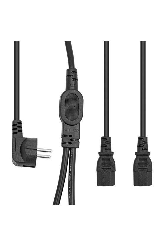 ÇİFT GÜÇ ÇIKIŞLI 1.8 METRE PC POWER KABLOSU DİŞİ IEC C13 AC220V TEK PRİZ