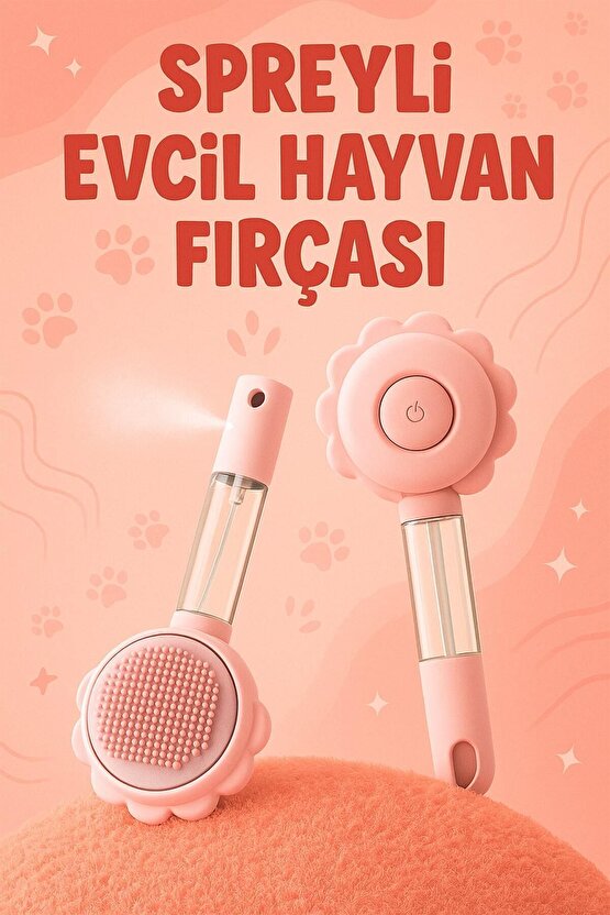 Sprey Hazneli Evcil Hayvan Tüy Toplama ve Temizlik Fırçası – Kedi Köpek Bakım Fırçası