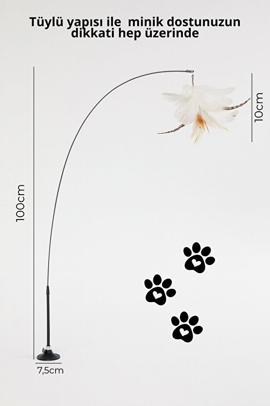 Vantuzlu Kedi Oyun Oltası Tüylü Zilli Kedi Oyuncağı