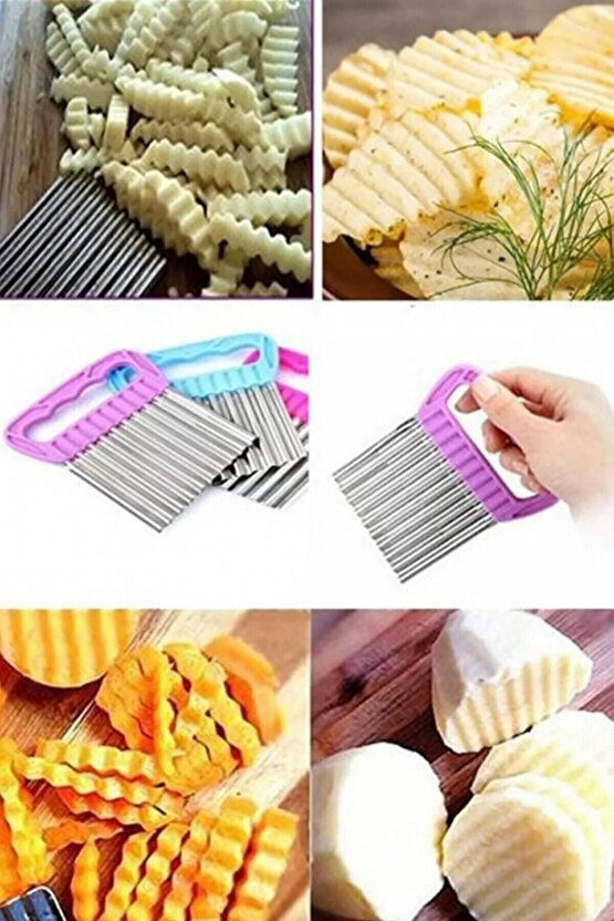 Tırtıklı Patates Cips Yapma Aparatı Chips Chopper Şekilli Sebze Ve Meyve Dilimleyici 1 Adet