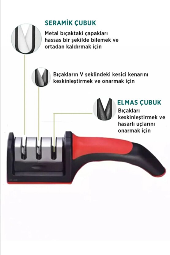 Bıçak Bileme Aleti 3 Aşamalı 3 Açılı Bıçak Bileyici Bıçak Keskinleştirmek İçin Pratik Masat