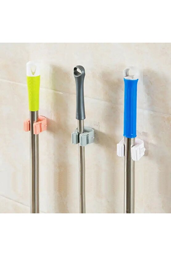 Hombak Paspas Süpürge Fırça Ve Mop Askısı Sap Tutucu Mutfak Banyo Askı