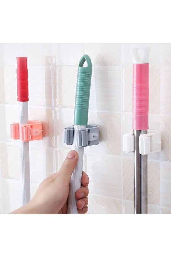 Hombak Paspas Süpürge Fırça Ve Mop Askısı Sap Tutucu Mutfak Banyo Askı