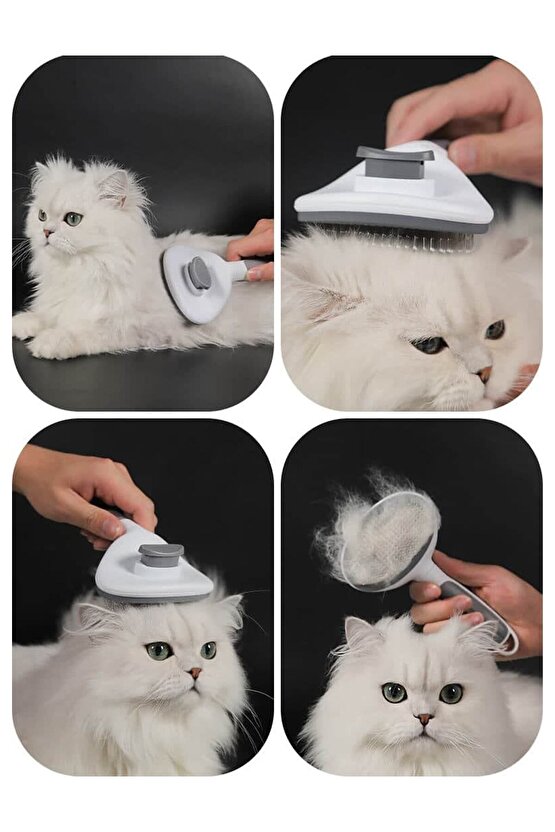 Pet Tarağı Otomatik Temizlenen Tuşlu Evcil Hayvan Fırçası Kedi Köpek Tüy Toplayıcı Tarak