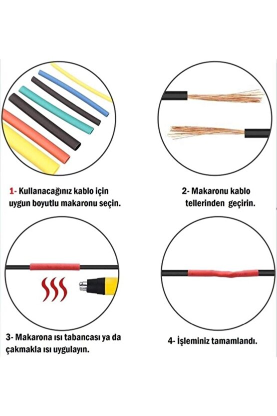 560 Adet Isıyla Daralan Makaron Seti Kablo Koruyucu Kablo Yalıtım Tamir Polyolefin Shrink