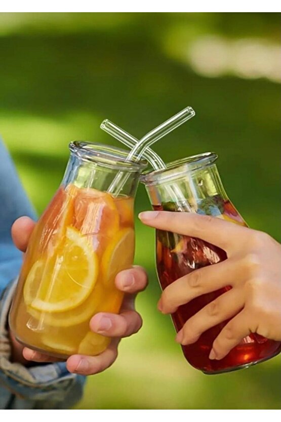 12 Adet Şeffaf Cam Eğimli Pipet | Cam Pipet - 12 Adet Temizlik Fırçası Hediyeli