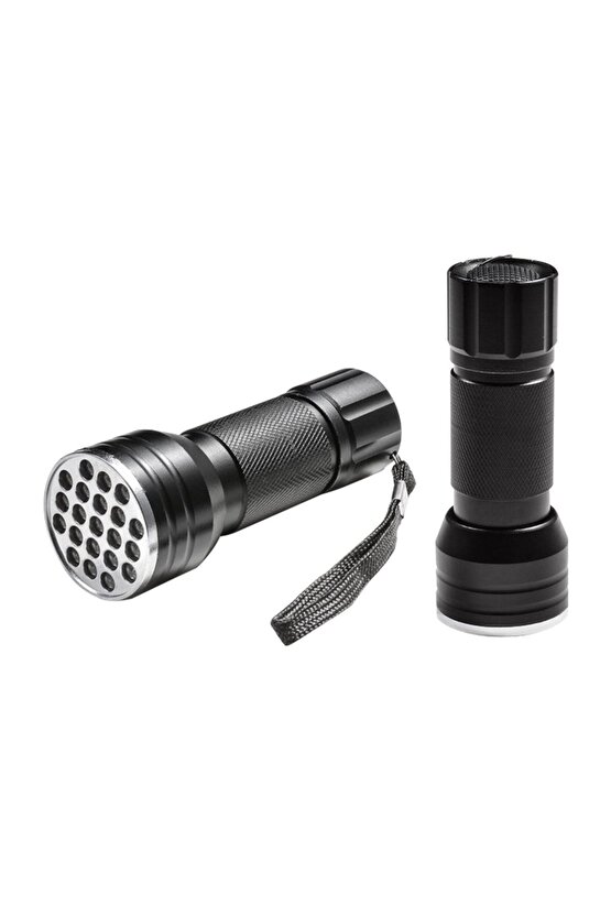 UV IŞINLI 21 LEDLİ 10 CM METAL KASA PİLLİ EL FENERİ AXE5-H1