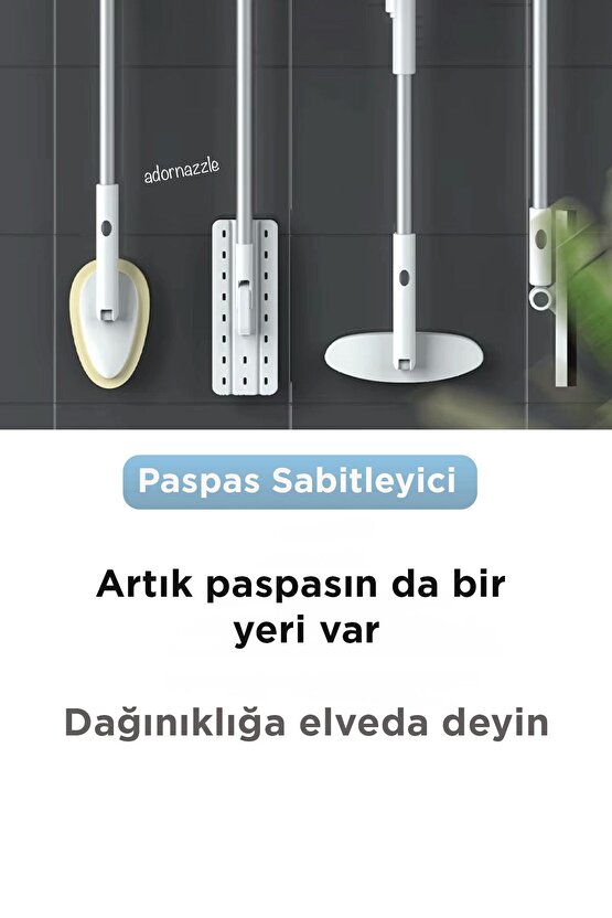 Yapışkanlı Pratik Mop Askısı Mop Sap Tutucu 4 Adet