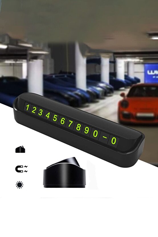 Araç Parktel Numaratör Oto Telefon Park Numaratörü Ön Cam Torpido Siyah