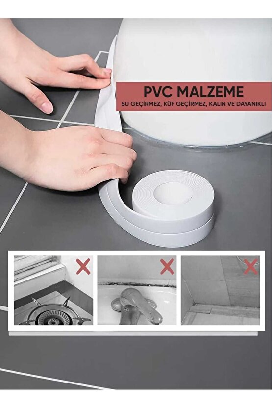 3.2M Banyo Küvet Mutfak Lavabo Su Sızdırmaz Bant Su Geçirmez Kenar Bandı Sızdırmazlık Tamir Beyaz