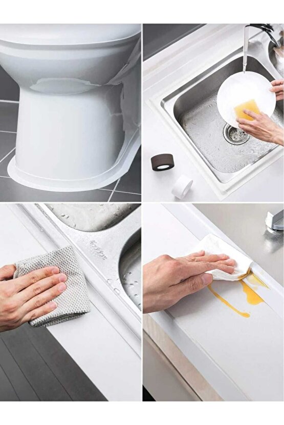 3.2M Banyo Küvet Mutfak Lavabo Su Sızdırmaz Bant Su Geçirmez Kenar Bandı Sızdırmazlık Tamir Beyaz