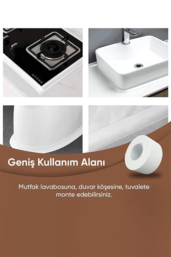 3.2M Banyo Küvet Mutfak Lavabo Su Sızdırmaz Bant Su Geçirmez Kenar Bandı Tamirlik Beyaz 2 Adet