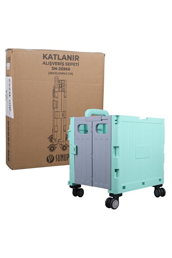 SN-26966 Katlanabilir Market Pazar Kamp Tekerlekli Alışveriş Arabası 60KG Kapasiteli