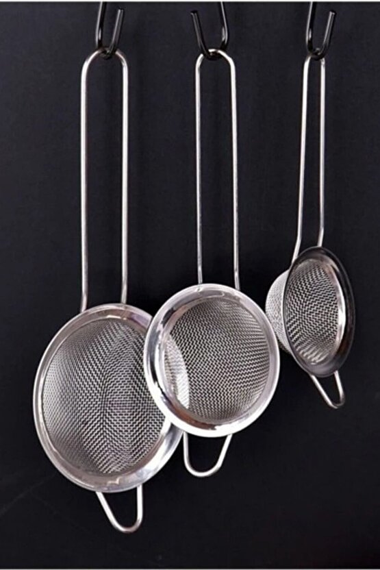 3lü Çay Süzgeci Paslanmaz Metal Çay Süzgeci Bitki Çayı Demleme Süzgeç Çok Amaçlı