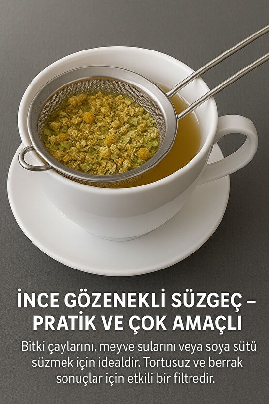 3lü Çay Süzgeci Paslanmaz Metal Çay Süzgeci Bitki Çayı Demleme Süzgeç Çok Amaçlı