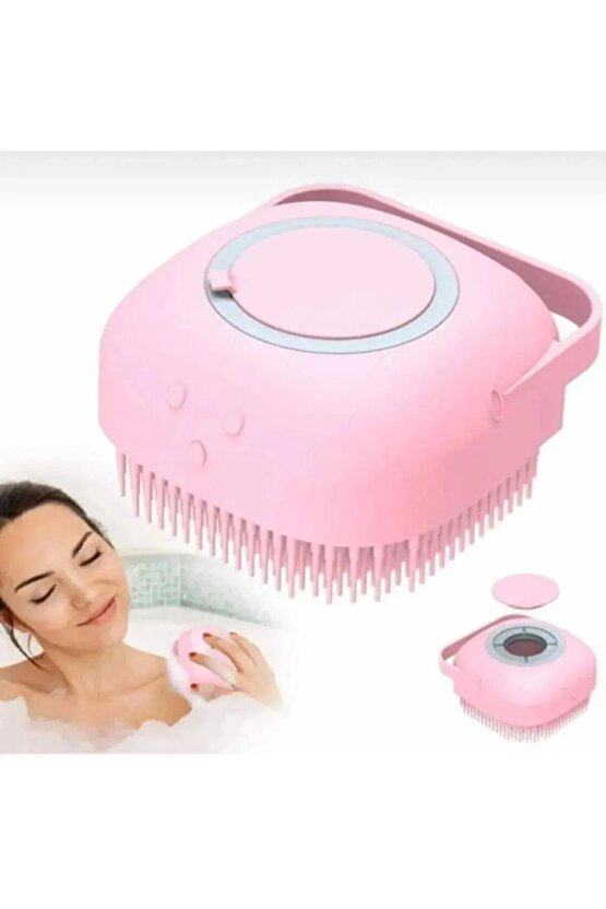 Duş Jeli Hazneli Banyo Lifi Silikon Fırça Kese Çok Amaçlı Vücut Temizleme Kesesi Peeling Banyo Lifi