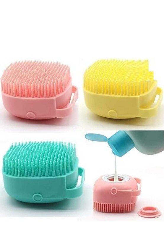Silikon Banyo Duş Jeli Kesesi Hazneli Şampuan Peeling Vücut Masaj Fırçası