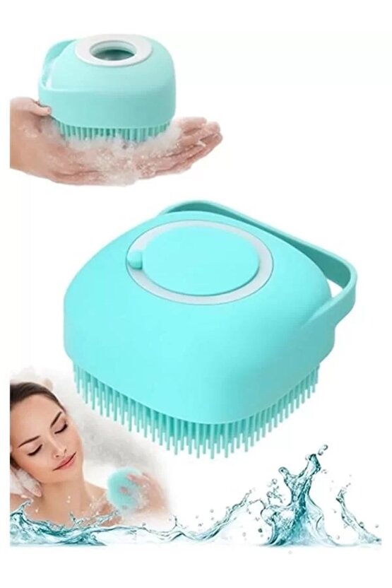 Şampuan Hazneli Silikon Banyo Lifi Peeling Etkili Masaj Fırçası Derinlemesine Temizlik Ve