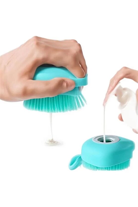 Şampuan Hazneli Silikon Banyo Lifi Peeling Etkili Masaj Fırçası Derinlemesine Temizlik Ve