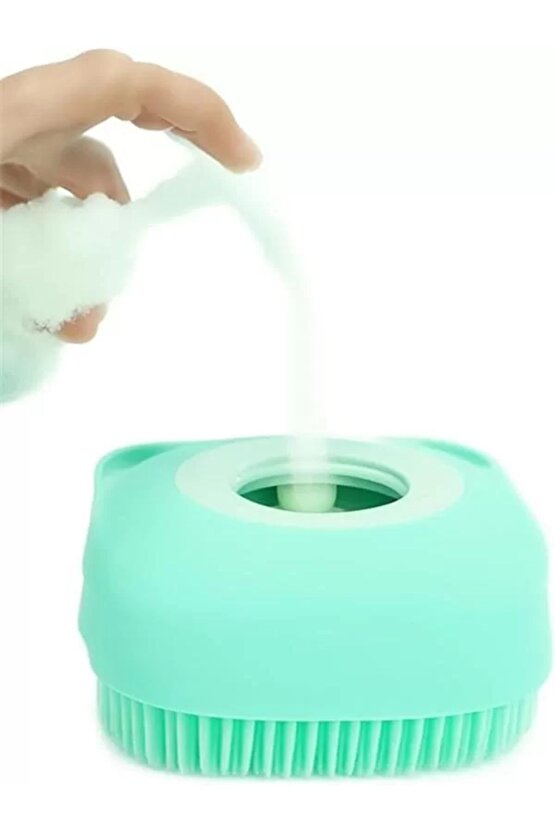 Şampuan Hazneli Silikon Banyo Lifi Peeling Etkili Masaj Fırçası Derinlemesine Temizlik Ve