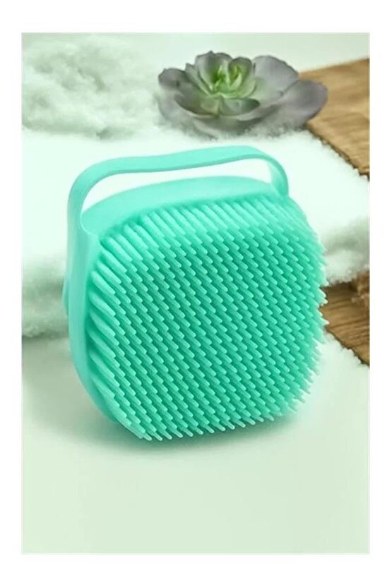 Şampuan Hazneli Silikon Banyo Lifi Peeling Etkili Masaj Fırçası Derinlemesine Temizlik Ve