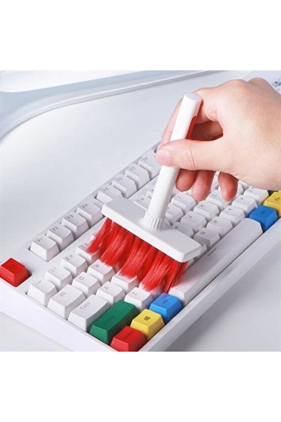 Çok Amaçlı Kırmızı Hassas Fırça Başlıklı Bilgisayar Laptop Temizleme Fırçası (5047)
