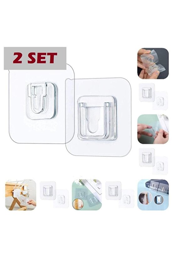 2li Set Geçmeli Klips Eşya Sabitleme Askısı Tablo Ayna Resim Sabitleme Aparatı