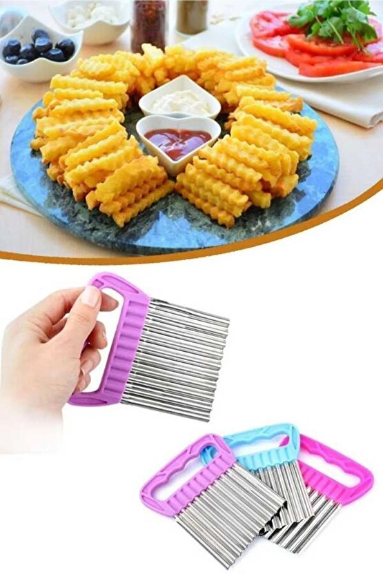 Çeyizlik Paslanmaz Tırtıklı Patates Cips Dilimleyici