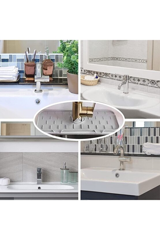Su Tutucu Musluk Matı Mutfak Banyo Için Koruyucu Musluk Lavabo Matı Bulaşık Süngeri Matı