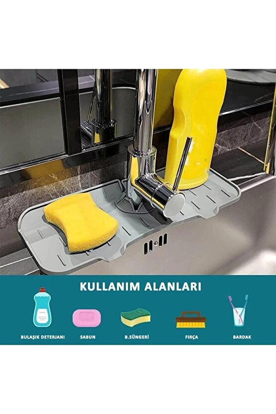 Mutfak Banyo Lavabo Kenarı Silikon Matı Silikon Musluk Su Sıçrama Önleyici