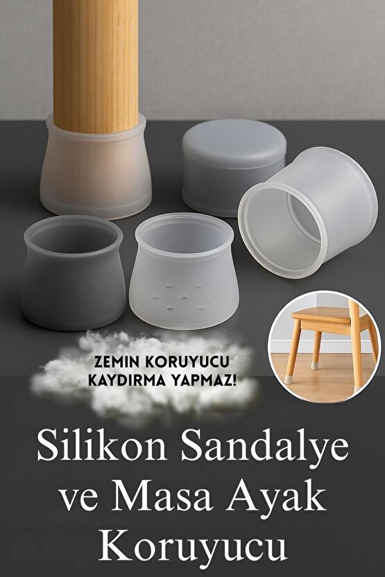 24’lü Silikon Sandalye ve Masa Ayak Koruyucu Seti - Kaymaz Zemin Koruyucu