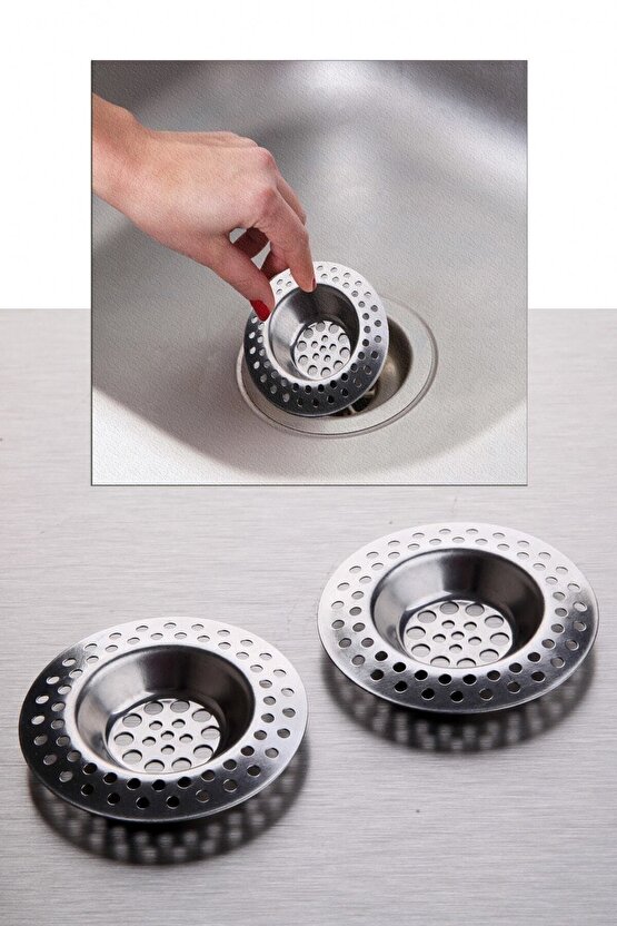 3li Metal Mutfak Lavabo Süzgeci Paslanmaz 3 Adet Evye 7 CM