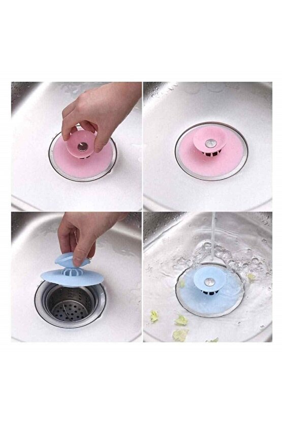 2 Kademeli Dokunmatik Lavabo Tıkacı Silikon Lavabo Gider Tıpası 2 adet
