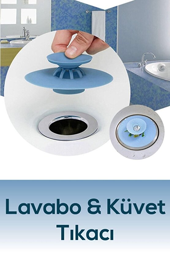 Pratik Süzgeçli Silikon Lavabo Ve Küvet Yuvarlak Lavabo Tıkacı Gider Tıkacı Banyo Evye Kapağı