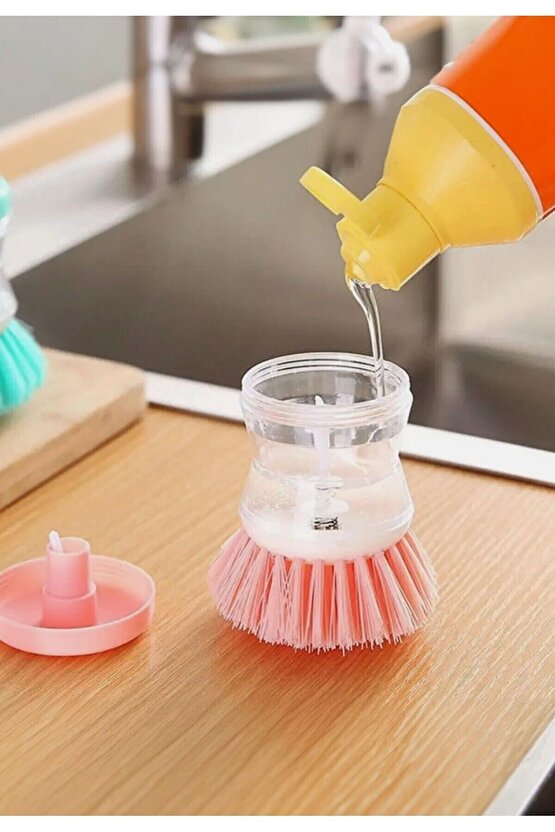 2 Adet Deterjan Hazneli Mutfak Lavabo Bulaşık Fırçası 2li Set