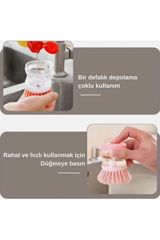 2 Adet Deterjan Hazneli Mutfak Lavabo Bulaşık Fırçası 2li Set