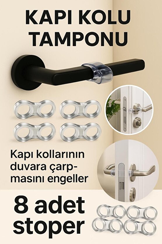 8li Kapı Kolu Koruyucu Şeffaf Stoper 8 Adet