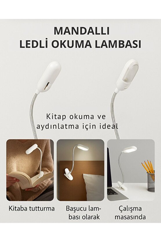 Kitap Okuma Lambası Portatif Kullanışlı Masa Mini Işığı