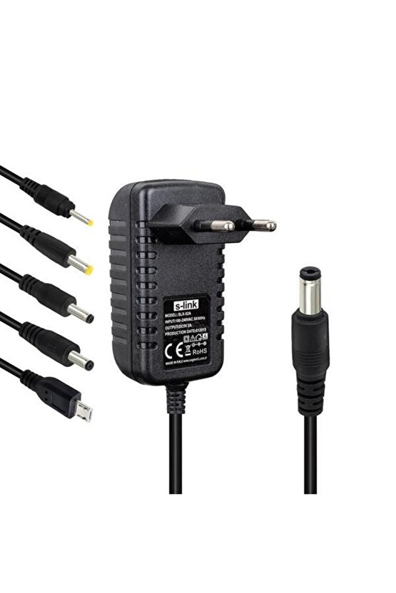 S-link Slx-52a 5-9-12 Volt - 2 Amper Çok Uçlu Telefon Tablet Pc Akü Akıllı Şarj Adaptörü