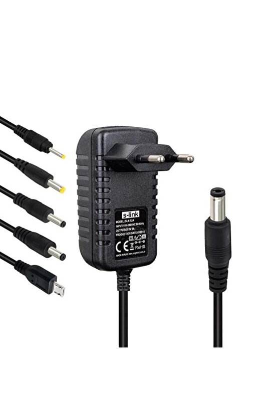 S-Link SLX-52A 5-9-12 Volt - 2 Amper Çok Uçlu Telefon Tablet PC Akü Akıllı Şarj Adaptörü