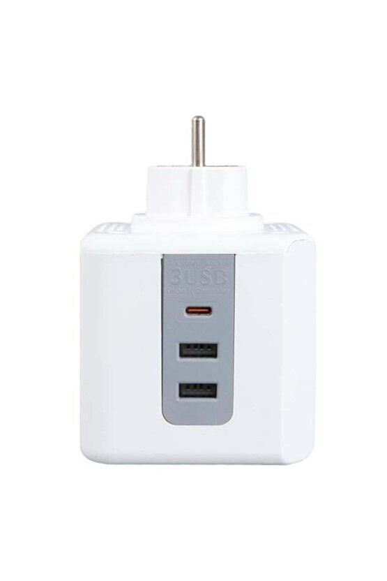 Vea Ve-23089 2X Usb 1X Type-C 3Lü Çocuk Ve Termal Korumalı Grup Priz