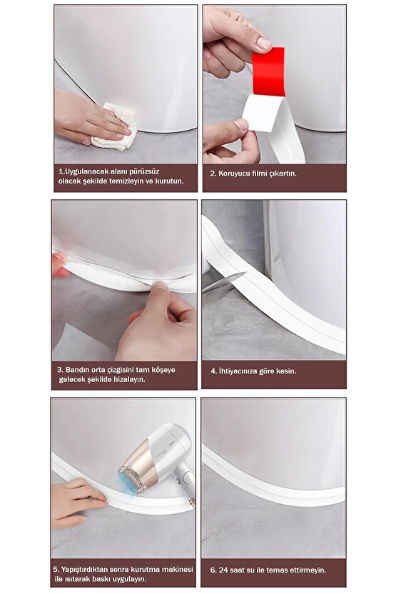 Su Sızdırmaz Geçirmez Bant Lavabo Küvet Kenar Bandı Küvet Duş 3,2 M X 38