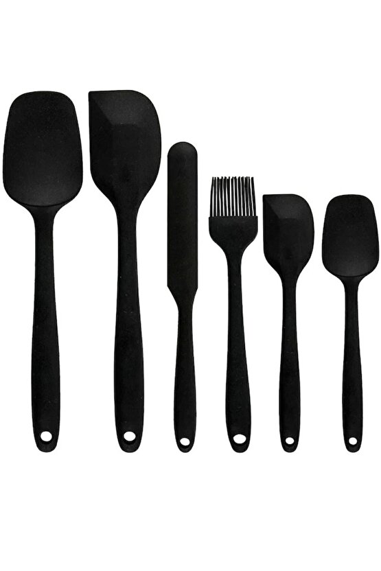6lı Takım Yanmaz Yapışmaz Mutfak Pasta Slikon Yumurta Fırçası Kaşık Bıçak Spatula Seti Koza Gift