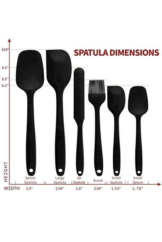 6lı Takım Yanmaz Yapışmaz Mutfak Pasta Slikon Yumurta Fırçası Kaşık Bıçak Spatula Seti Koza Gift