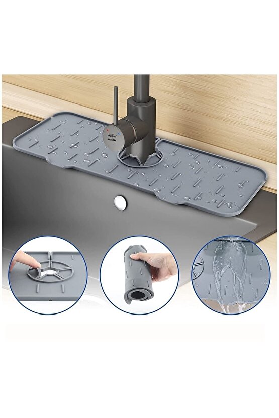Silikon Su Tutucu Musluk Matı Mutfak Ve Banyo Için Sıçrama Koruyucu Lavabo Matı Tezgah Üstü Mat