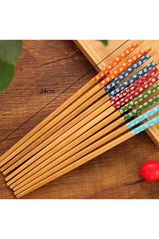 Bambu Chopstick 10 Çift Ahşap Desenli Çin Çubuğu Yıkanabilir Ve Kullanılabilir