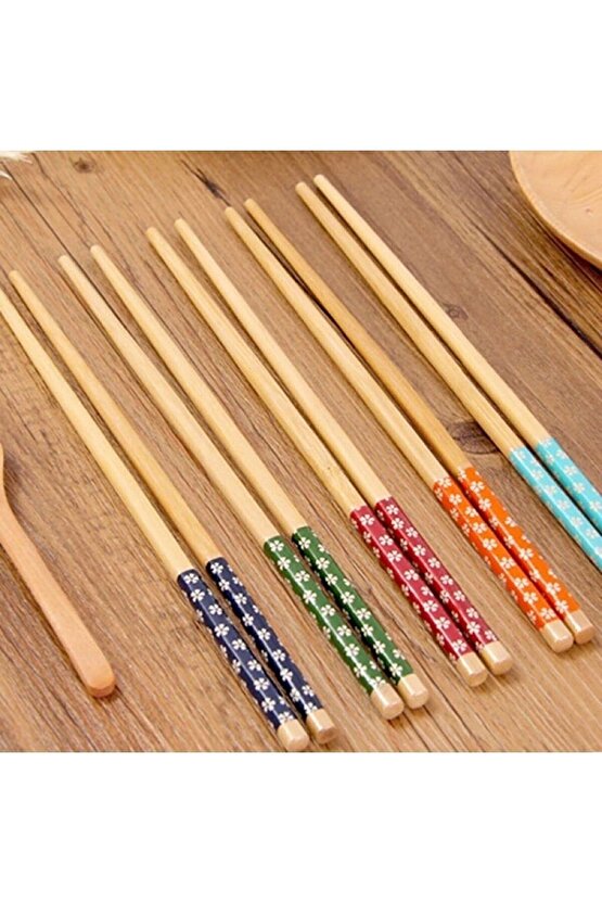 Bambu Chopstick 10 Çift Ahşap Desenli Çin Çubuğu Yıkanabilir Ve Kullanılabilir